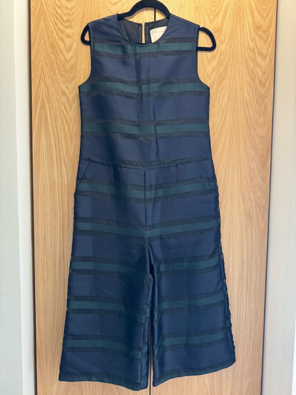 ASOS Navy & Green Striped Wide Leg Jumpsuit